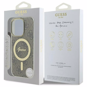 Guess IML 4G MagSafe futrālis iPhone 16 Pro - brūns
