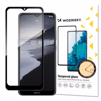 Wozinsky Tempered Glass Full Glue Super Tough Aizsargstikls pilnam ekrānam ar rāmi, draudzīgs korpusam Nokia 2.4, melns