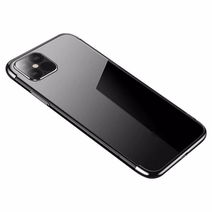 Caurspīdīgs krāsains TPU gēla viedtālruņa apvalks ar metālisku ietvaru Samsung Galaxy S22+ (S22 Plus), melns