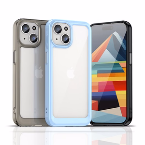 iPhone 15 Plus Outer Space pastiprināts viedtālruņa apvalks ar elastīgu rāmi - zils