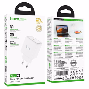 Telefona GaN lādētājs Hoco USB C PD AVS 40W max 60W N83 balts