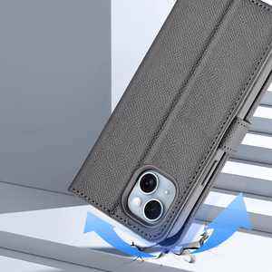 Ādas viedtālruņa apvalks Dux Ducis Lawa iPhone 15 - pelēks