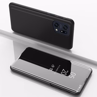 Clear View Case viedtālruņa apvalks Oppo Find X5 Pro apvalks ar atloku melns