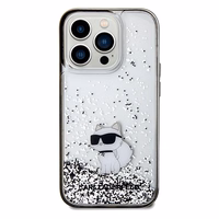 Karl Lagerfeld Liquid Glitter Choupette viedtālruņa apvalks iPhone 14 Pro Max - caurspīdīgs