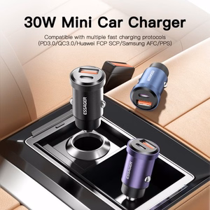 Car Charger Essager "Gyro Mini" Blue 30W (2xQC3.0)