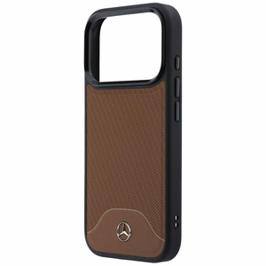 Mercedes ādas MagSafe maciņš ar koka efektu un Curve iPhone 17 Pro, brūns
