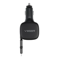 VEGER automobiļa lādētājs ar USB-C kabeli (USB-C / Lightning) QC PD 84W CC89 melns