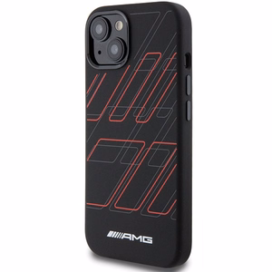 AMG silikona lielo rombu raksta magnētiskais viedtālruņa apvalks iPhone 15 Plus / 14 Plus - melns