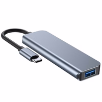 HUB Tech-Protect V1 4in1 USB-C - 3x USB-A 2.0 / USB-A 3.0 - pelēks