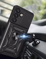 Hibrīda bruņu Camshield ar kameras vāciņu un metāla gredzenu Samsung Galaxy S25 - melns