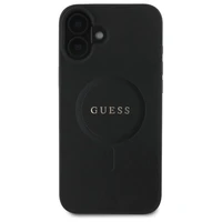Guess Saffiano Classic Logo Magnētiskais viedtālruņa apvalks iPhone 16 - melns