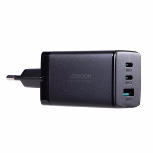 Joyroom ātrais GaN lādētājs 65W USB-A, 2x USB-C melns + USB-C - USB-C kabelis 100W 1.2m (TCG01)