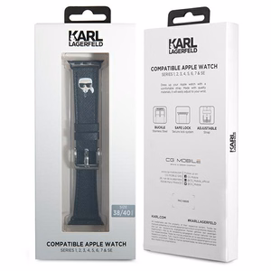 Karl Lagerfeld Ikonik Saffiano Karl Heads Strap for Apple Watch (38 / 40 / 41 mm) - Black