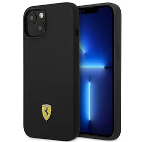 Viedtālruņa apvalks Ferrari FEHCP14SSIBBK iPhone 14 6.1 melns silikona metāla logotips