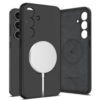 Tech-Protect šķidrā silikona magnētiskais MagSafe viedtālruņa apvalks Samsung Galaxy S25+ - melns