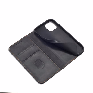 Magnētiskais Fancy viedtālruņa apvalks iPhone 12 Pro Max ar kabatu, karšu turētājs, melns
