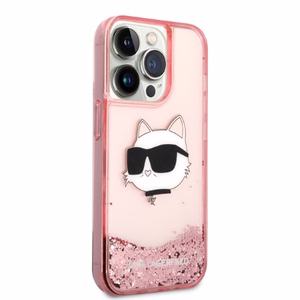 Karl Lagerfeld KLHCP14XLNCHCP iPhone 14 Pro Max 6.7" rozā/rozā kietais apvalks Glitter Choupette Head