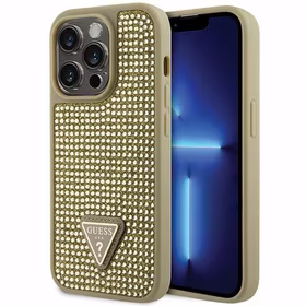 Guess GUHCP14LHDGTPD iPhone 14 Pro 6.1" zelts zelts Kietais vāciņš Rhinestone Triangle