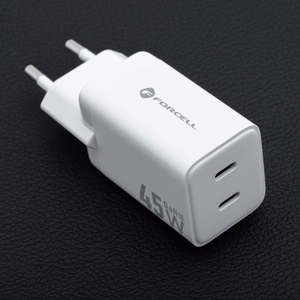FORCELL F-ENERGY Mini GaN III VT-36B ceļojumu lādētājs ar 2 x Type C pieslēgvietām, PD QC4.0 45W balts