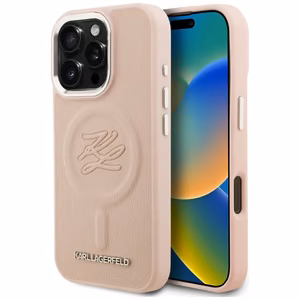 Karl Lagerfeld iniciāļu un metāla logotips MagSafe maciņš iPhone 16 Pro Max - rozā