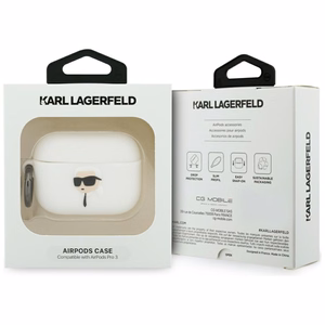 Karl Lagerfeld Silicone Karl Head 3D maciņš AirPods Pro 3 balts