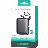Power Bank Joyroom "JR-PBF27" melns 10000mAh 22.5W (PD / QC3.0) + integrēts Type-C / Lightning kabelis