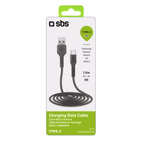 SBS TECABLEMICROC15K USB-A - USB-C kabelis 1,5 m - melns