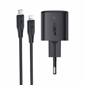 Acefast A118 30W GaN USB-C tīkla lādētājs ar 1.2m USB-C uz Lightning kabeli - melns
