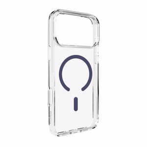 Puro Lite Mag TPU+PC viedtālruņa apvalks saderīgs ar MagSafe iPhone 17 Pro - caurspīdīgs ar zilu gredzenu