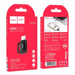 Adapteris OTG USB C uz Lightning Hoco 3A UA31E melns