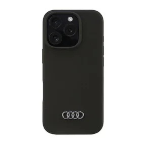 Audi Silikona viedtālruņa apvalks iPhone 16 Pro 6.3" melns/melns cietais apvalks AU-LSRIP16P-Q3/D1-BK