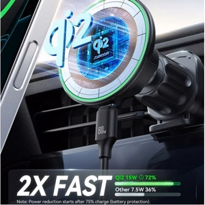 Automašīnas turētājs Joyroom JR-ZS214 Qi2 melns bezvadu uzlāde 15W magnētisks / gaisa ventilatora reste