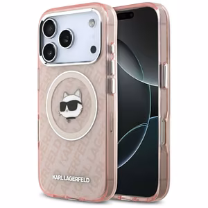 Karl Lagerfeld IML Choupette Head Logo magnētiskais viedtālruņa apvalks MagSafe iPhone 17 Pro Max - rozā