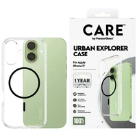 CARE by PanzerGlass Flagship Urban Explorer viedtālruņa apvalks ar melnu MagSafe iPhone 17 - caurspīdīgs