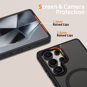 Tech-Protect MagMat MagSafe viedtālruņa apvalks Samsung Galaxy S25 Ultra - caurspīdīgs melns