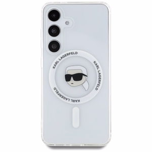 Viedtālruņa apvalks Karl Lagerfeld Button Karl Head Printed Logo Magnētiskais Samsung Galaxy S25 balts