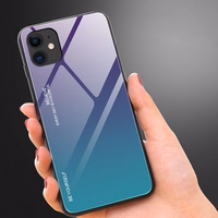 Gradient Glass izturīgs viedtālruņa apvalks ar rūdīta stikla aizmuguri iPhone 12 mini melns-sarkans