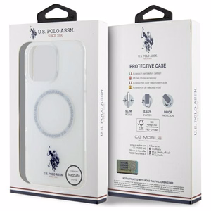 Viedtālruņa apvalks US Polo IML Ring MagSafe iPhone 16 Pro - balts