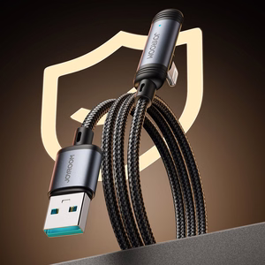 Joyroom S-A56 EnjoyX sērijas 90° USB-A - Lightning 3A kabelis 1.2m - melns