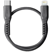 Uniq Flex USB-C / Lightning 18W neilona kabelis 30 cm - pelēks