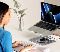 Regulējams portatīvā datora statīvs + USB-C HDMI centrmezgls Unitek D1109B01 PD 100W