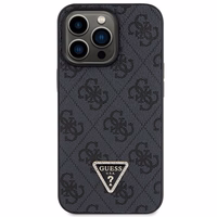 Guess GUHCP13LP4TDSCPK apvalks iPhone 13 Pro / 13 - melns krustenisks 4G metāla logotips