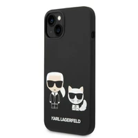 Karl Lagerfeld KLHMP14MSSKCK iPhone 14 Plus 6.7 "cietais viedtālruņa apvalks melns / melns šķidrais silikona Karl & Choupette MagSafe