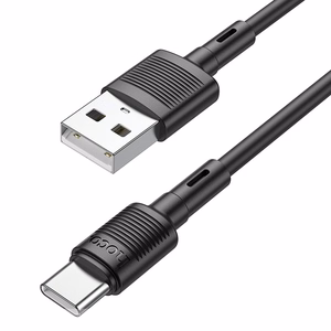 Hoco X83 USB-A – USB-C kabelis Cable USB A to USB C Hoco 3A 1 m X83, melns, 1 m, 3A
