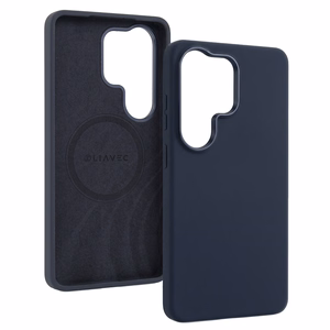 Liavec Silky maciņš ar metāla kameras rāmi priekš Samsung Galaxy S26 Ultra zils