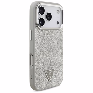 Guess Spīdīgs Trijstūra Logotips Magnētiskais viedtālruņa apvalks iPhone 17 Pro - sudraba