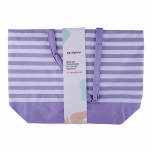 Alpina striped beach bag, 49.3 × 16 × 34 cm, purple and white