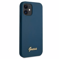 Guess GUHCP12SLSLMGBL iPhone 12 mini 5.4" zils/zils cietais apvalks Metal Logo Script