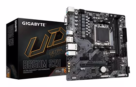 GIGABYTE B650M S2H Motherboard - AMD Ryzen 9000 Series CPUs, 5+2+2 Phases VRM, up to 6400MHz DDR5 (OC), 1xPCIe 4.0 M.2, GbE LAN, USB 3.2 Gen 1
