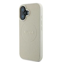 Guess Graudains Gredzens Magnētiskais viedtālruņa apvalks iPhone 16 - bēšs